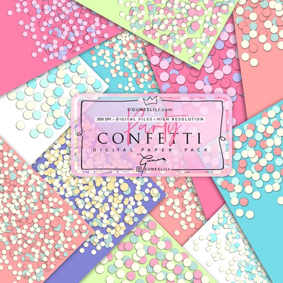 Pastel Confetti Digital Paper Digital Confetti Backgrounds