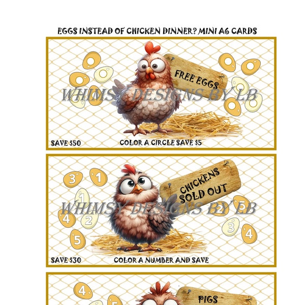 Eggs Instead Of Chicken Dinner Savings Challenge Mini A6 Cards