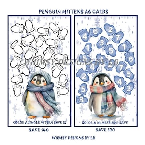 Penguin Mittens Besparingen Challenge A6-kaarten