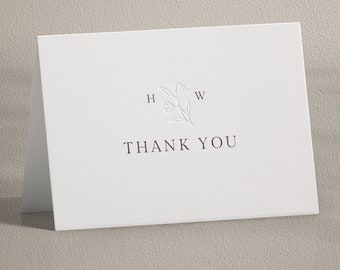 Embossed Wedding Thank You Card: Letterpress Floral Design