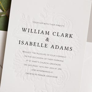 デジタルおよび活版印刷の結婚式招待状、ブラインドエンボス加工の結婚式招待状、シンプルでモダンな高級コットンカード