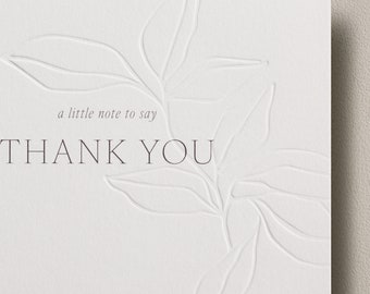 Embossed Wedding Thank You Card: Letterpress Leaf Design