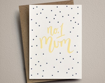 Mother's day card, letterpress, handmade - No.1 Mum