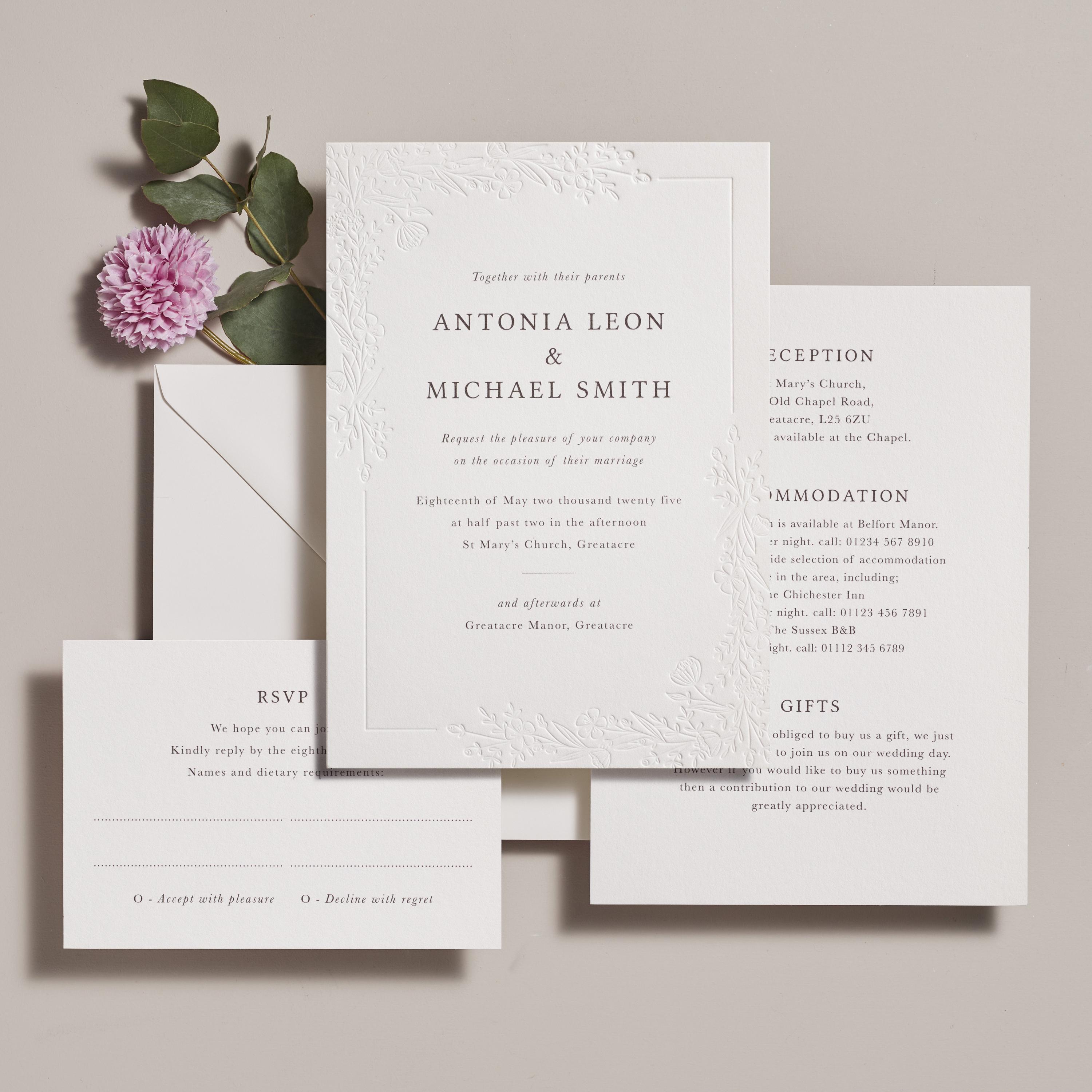 Digital and Letterpress Wedding Invitation Set, Wedding