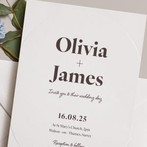 Digital and Letterpress Wedding Invitations, Blind Embossed wedding invite, Simple Modern, Luxury Cotton Card
