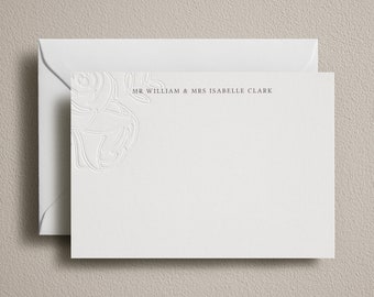 Letterpress notecards with embossed floral motif