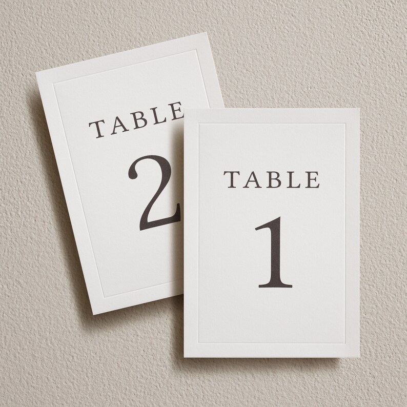 Embossed Wedding Table Numbers. Table Name Cards. Customised With Any ...