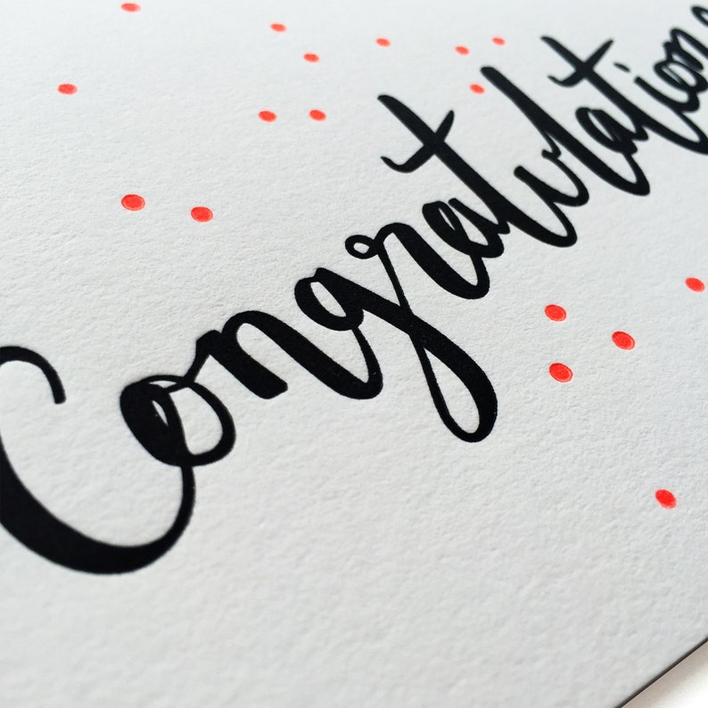 Congratulations card, letterpress, handmade Congratulations script image 2