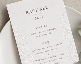 Wedding Menu Cards with Name, Letterpress and Digital Print. Menu Card With Place Card, Personalised, Dinner Menu, Wedding Breakfast Menu