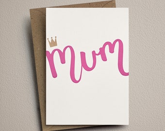 Mother's day card, letterpress, handmade - Mum