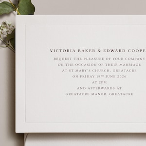 Invitaciones de boda digitales y tipográficas, invitaciones de boda estampadas en relieve, modernas y sencillas, cartulina de algodón de lujo