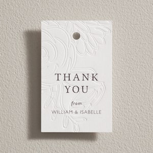 Embossed Favour Tag, Thank You Letterpress Tag, Personalised Wedding Gift Tag, Wedding Shower Tag