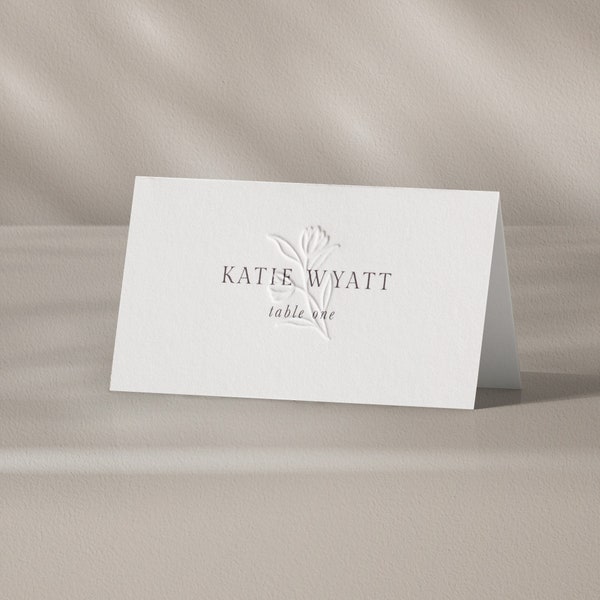Personalised placecard for wedding, embossed place cards, wedding table decor name cards. Letterpress and digital print