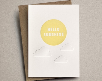 Hello sunshine letterpress greeting card