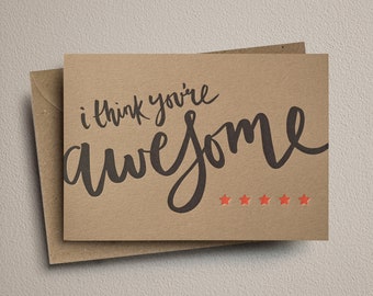 Letterpress card - You're awesome