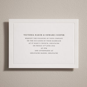 Letterpress Hochzeitseinladungen. Geprägte Hochzeitseinladung. Einfache moderne Einladung. Luxus Dickes Baumwollbrett