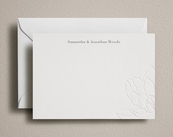 Letterpress notecards with embossed floral motif