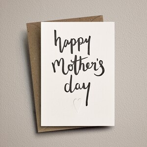 Mother's day card, letterpress, handmade Happy mother's day script image 1