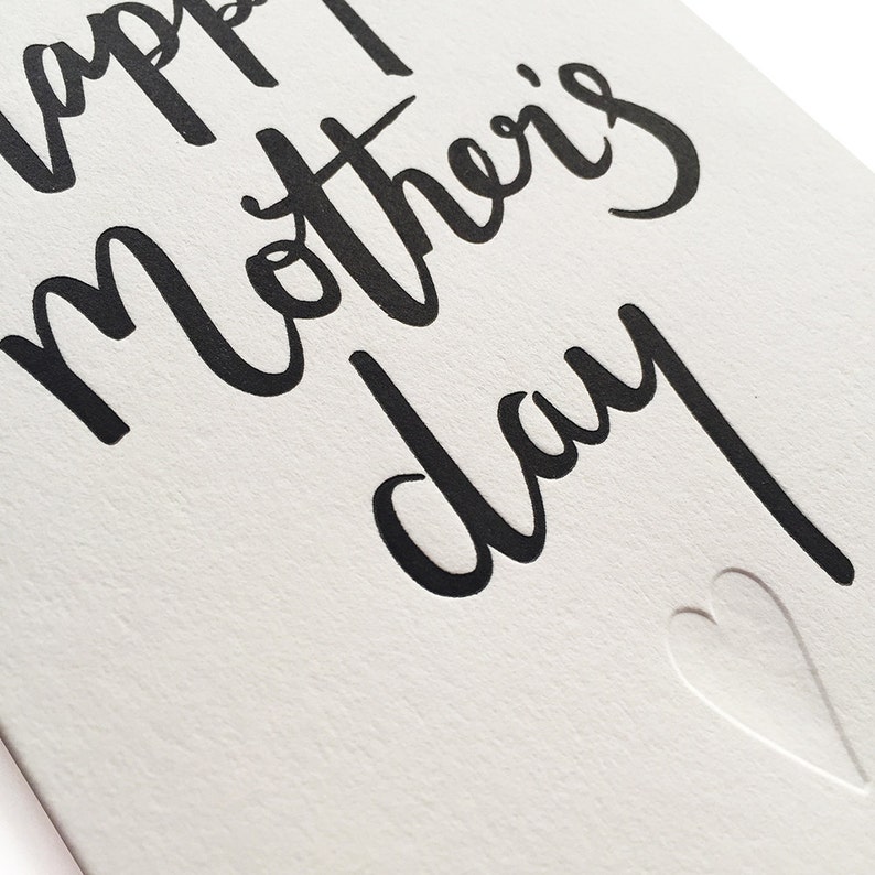 Mother's day card, letterpress, handmade Happy mother's day script image 2