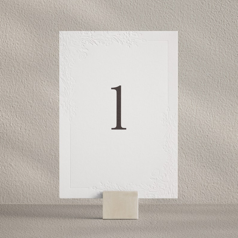 Embossed Wedding Table Numbers. Table Name Cards. Customised With Any ...