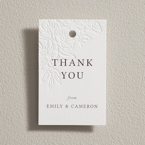 Embossed Favour Tag, Thank You Letterpress Tag, Personalised Wedding Gift Tag, Wedding Shower Tag