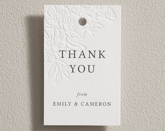 Embossed Favour Tag, Thank You Letterpress Tag, Personalised Wedding Gift Tag, Wedding Shower Tag