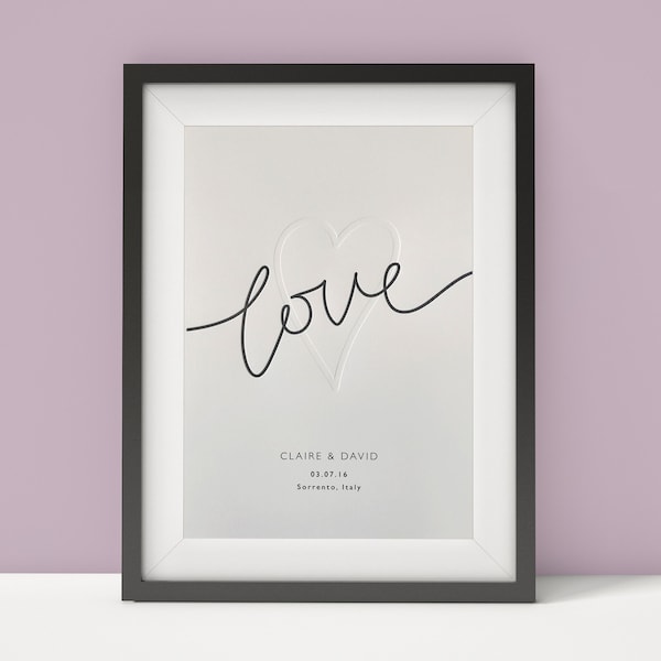 Personalised Letterpress Newlyweds Love Poster