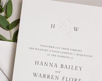 Geprägte Hochzeitseinladung: Letterpress Floral Design