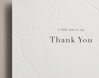 Embossed Wedding Thank You Card: Letterpress Floral Design