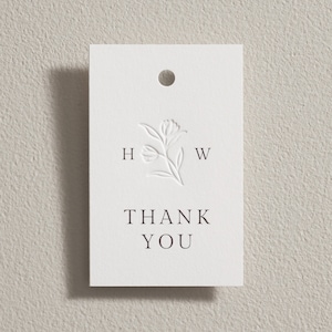 Embossed Favour Tag, Thank You Letterpress Tag, Personalised Wedding Gift Tag, Wedding Shower Tag