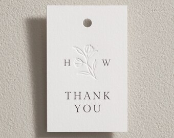 Embossed Favour Tag, Thank You Letterpress Tag, Personalised Wedding Gift Tag, Wedding Shower Tag