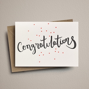 Congratulations card, letterpress, handmade Congratulations script image 1