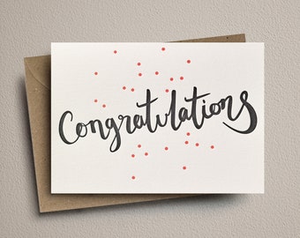 Congratulations card, letterpress, handmade - Congratulations script
