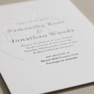 Letterpress Wedding Invitations Set. Embossed Wedding Invitation, Details Card & RSVP. Simple Modern Invitation. Luxury Thick Cotton Board image 3