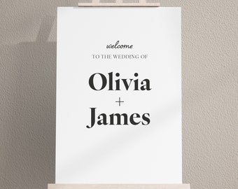 Wedding Welcome Sign, Personalised Welcome to our Wedding Sign, Modern Classic Wedding Décor, Foam Board A2, A1, A0
