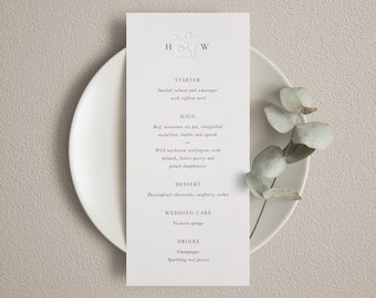 Wedding Menu Cards with Name, Letterpress and Digital Print. Menu Card With Place Card, Personalised, Dinner Menu, Wedding Breakfast Menu