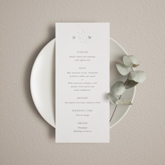 Wedding Menu Cards with Name, Letterpress and Digital Print. Menu Card With Place Card, Personalised, Dinner Menu, Wedding Breakfast Menu