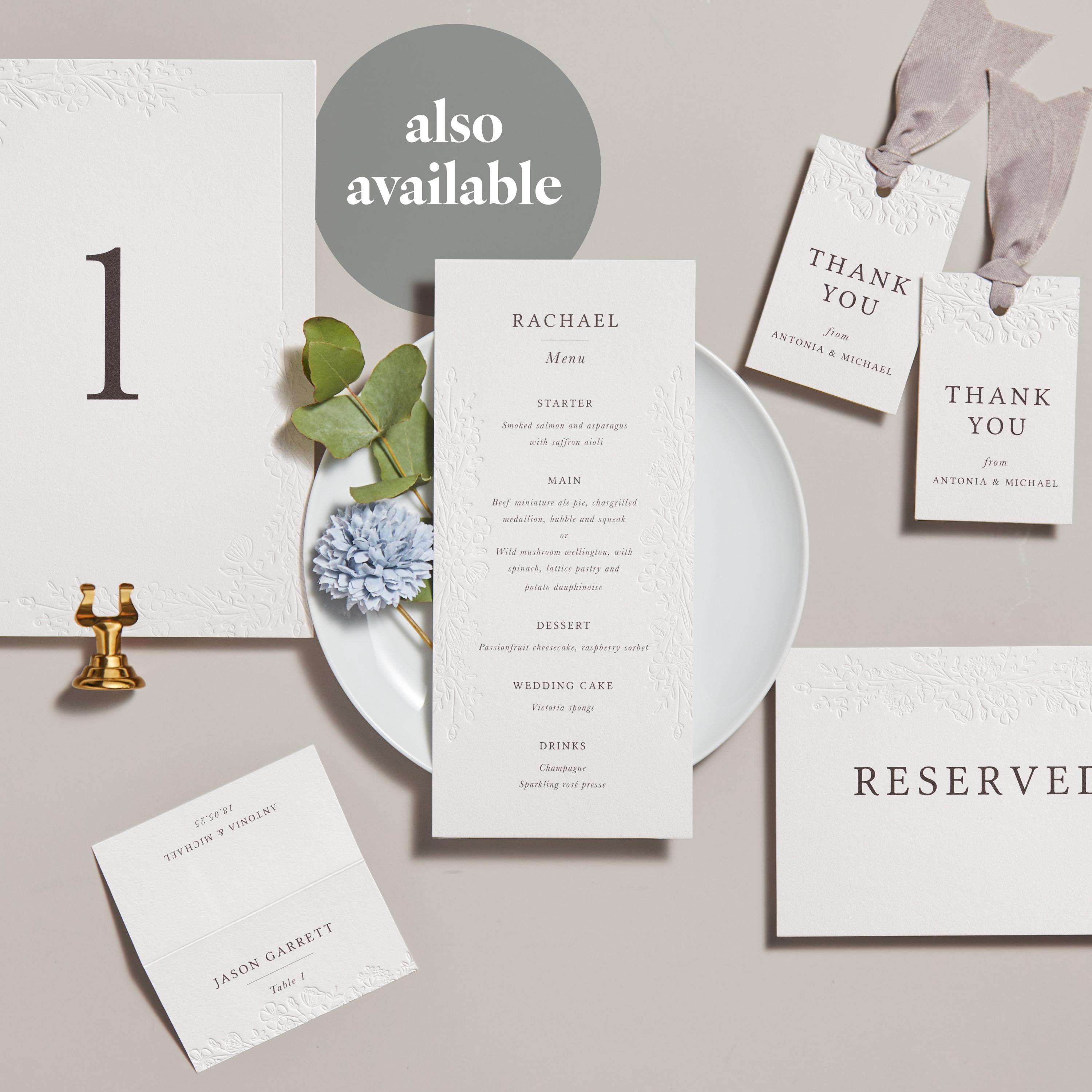 Personalised Placecard for Wedding, Embossed Place Cards, Wedding Table ...
