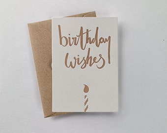 Birthday card - Small letterpress card - handmade - birthday wishes