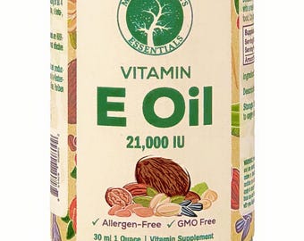 Pure & Natural Vitamin E Oil Food Grade, 21,00IU d-Alpha-tocopherol, (1 oz) Bodies Natural Immune System, Uses Orally or Topical. (1 Pack)