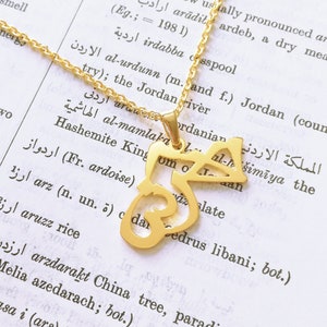 Collier carte de la Jordanie en lettres arabes, fabriqué à New York, pendentif en argent plaqué or, pendentif image de mot pays