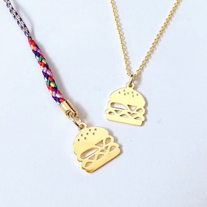 Gold Cheeseburger Necklace: Fun Foodie Keychain Gift