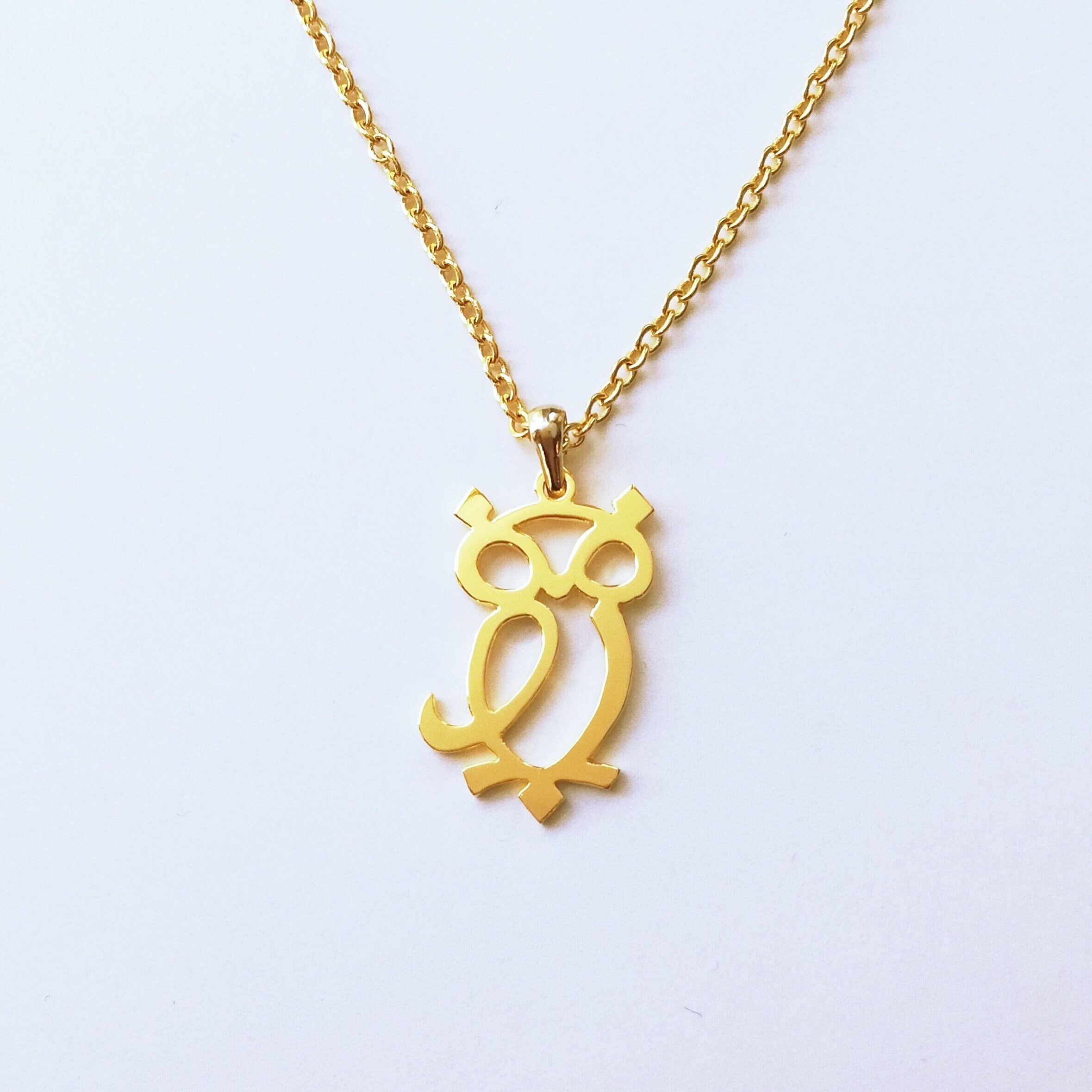 OWL Necklace in Arabic Letter Perched 