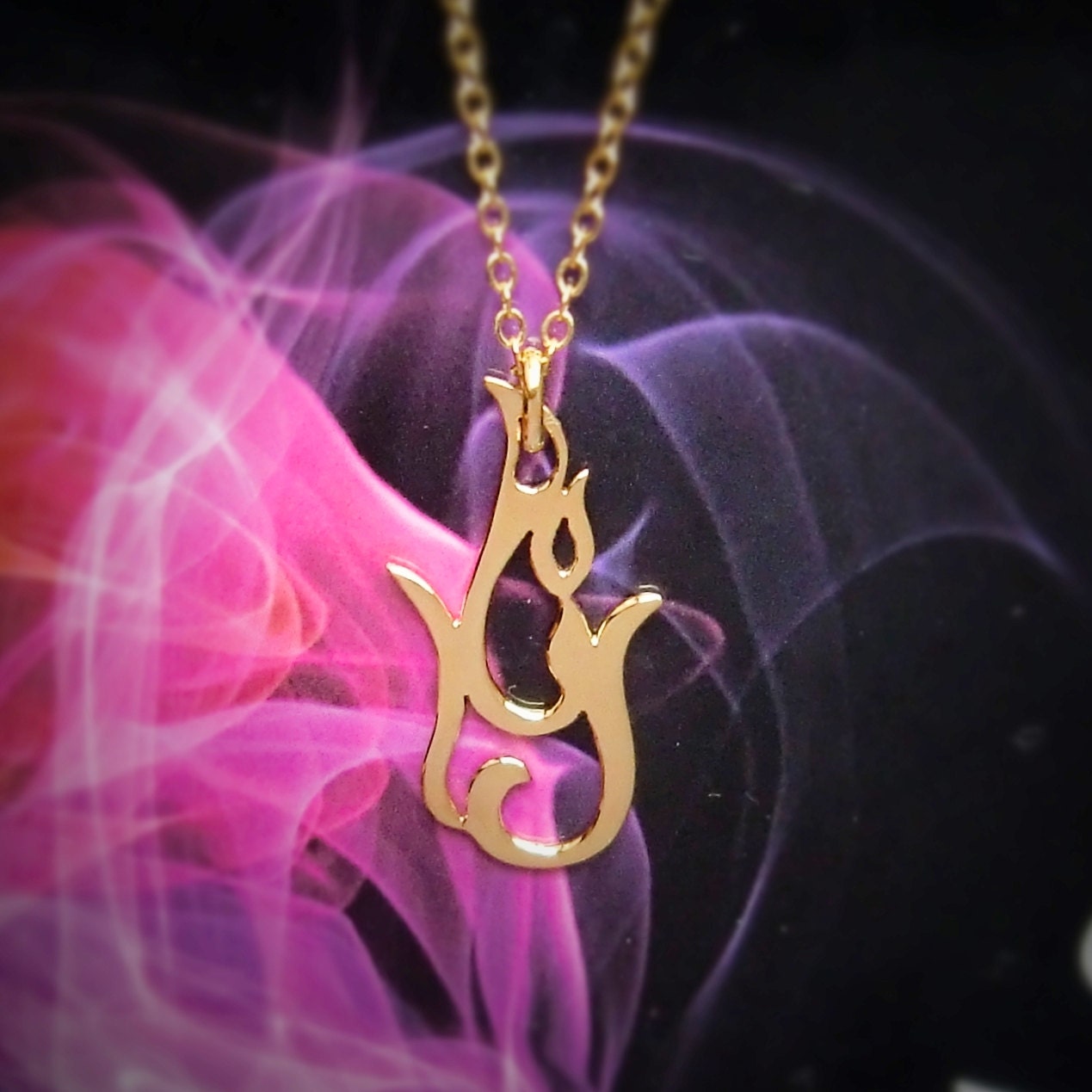 Fire Pendant In Arabic Letter Fire Flame Necklace Necklace Etsy