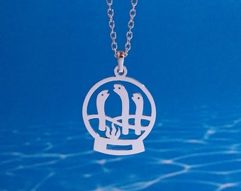 Handmade Garden Eel Necklace: Silver Ocean Snow Globe Pendant