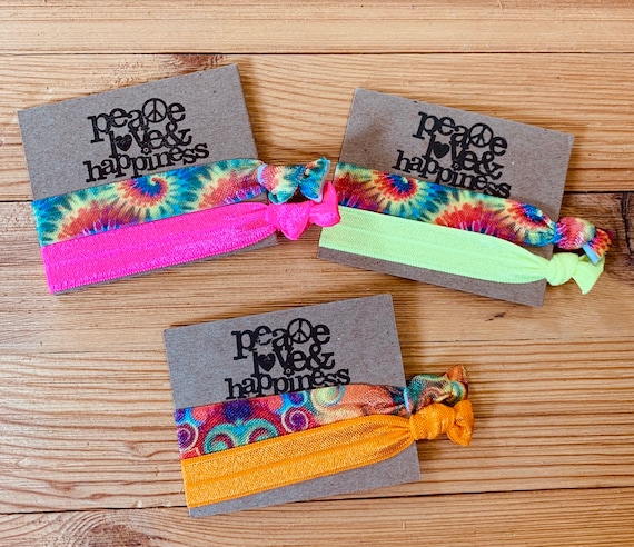 Tie Dye Hair Ties Peace Hair Ties Yoga Hair Ties Pink Tie Etsy