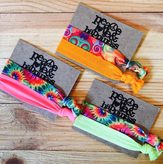 Tie Dye Hair Ties Peace Hair Ties Yoga Hair Ties Pink Tie Etsy