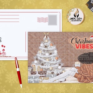 Vibraciones navideñas Saludos de la temporada Postal de Navidad