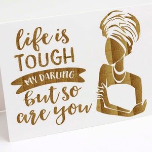 Live is Tough But So Are You Black Queen African American Grußkarte mit Umschlag | Innen blanko