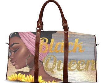 Black Queen African American Travel Bags | Gift Ideas for Women | Travel Bag for Black Women | Weekender Tote | Overnight Bag for Women
